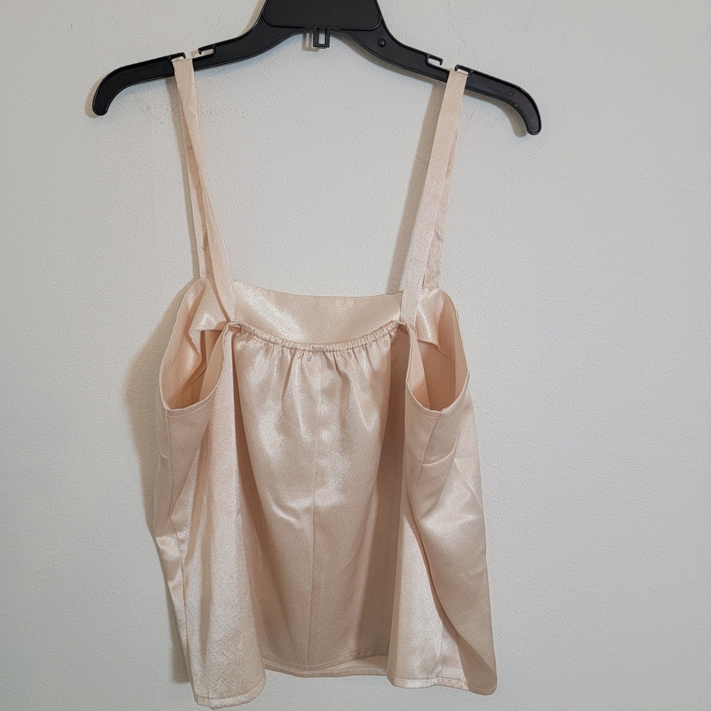Vintage 90s Laurence Miller Satin Top Made in USA Sz 14 Champagne Cami Top Beige - Picture 9 of 9